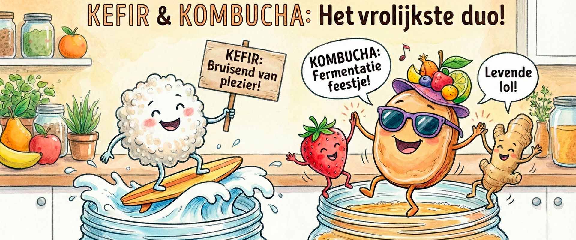 Kefir en Kombucha Illustratie